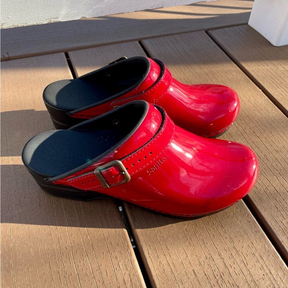 Sanita Estelle Open Clogs Red Patent Leather New In Box Size 39 - Picture 6 of 10